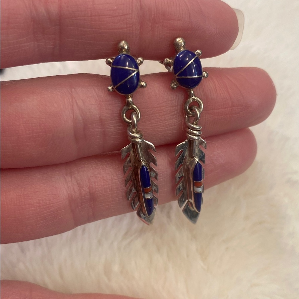 Lapis Turtle Earrings - Picture 7 of 7